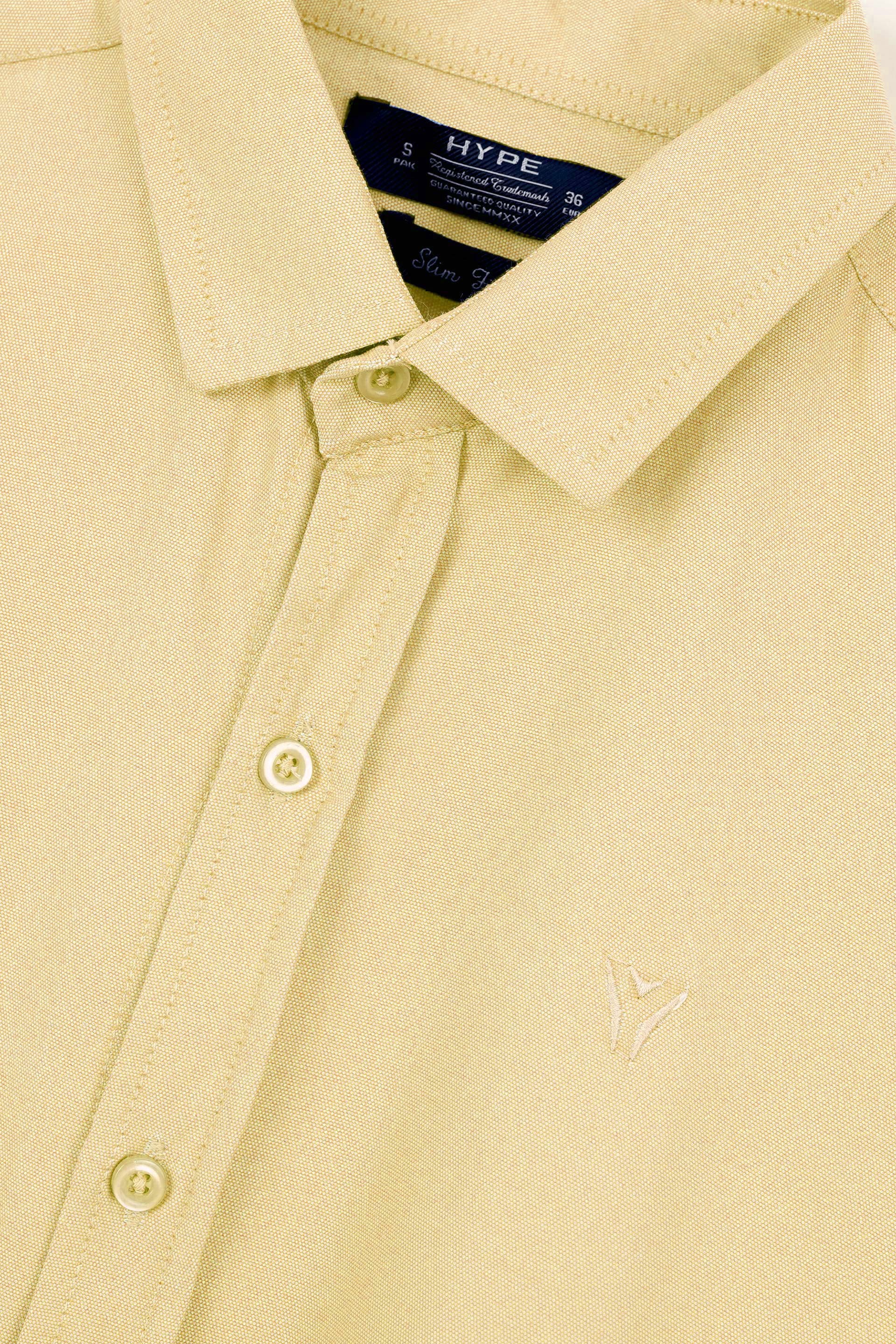 Embroidered Soft Cotton Yellow Casual Shirt 002364
