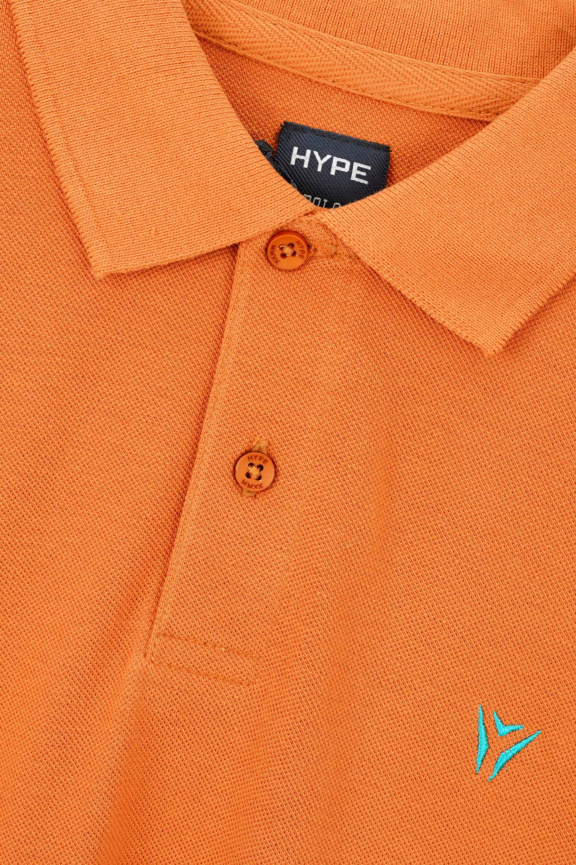 Embroidered Orange Pique Polo Shirt 002417
