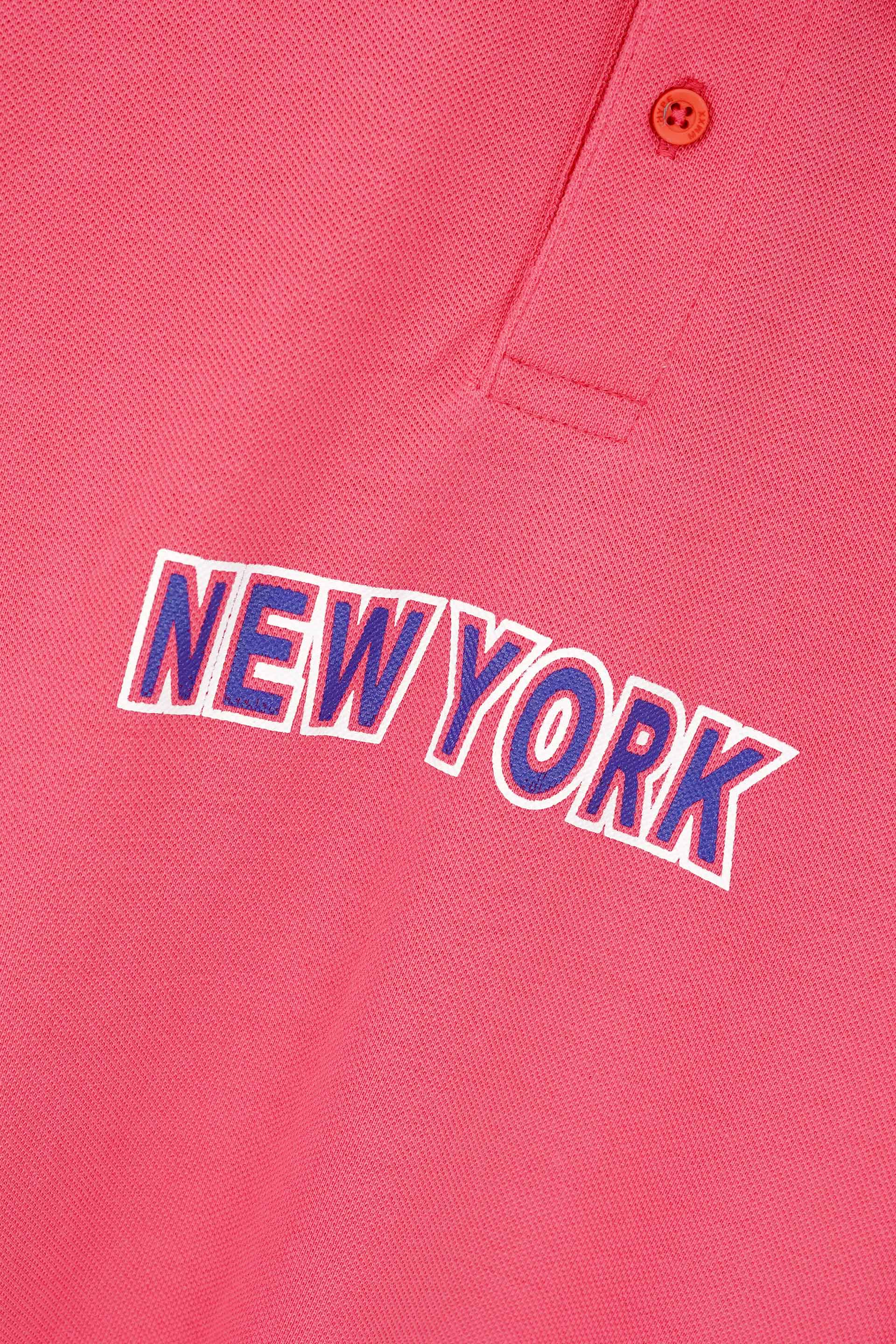 Pink Printed Pique Polo Shirt 002419