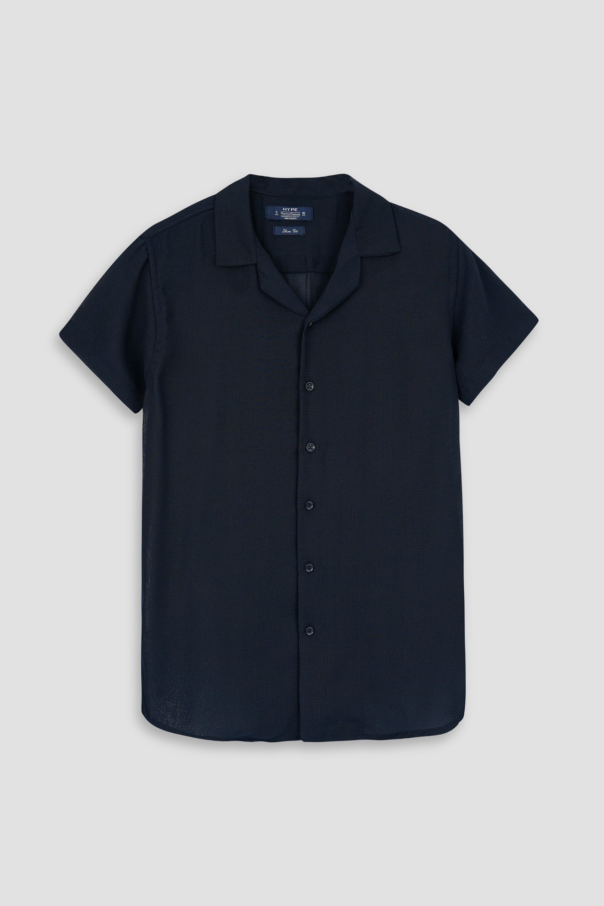 Half Sleeve Coat Collar Navy Shirt 002428