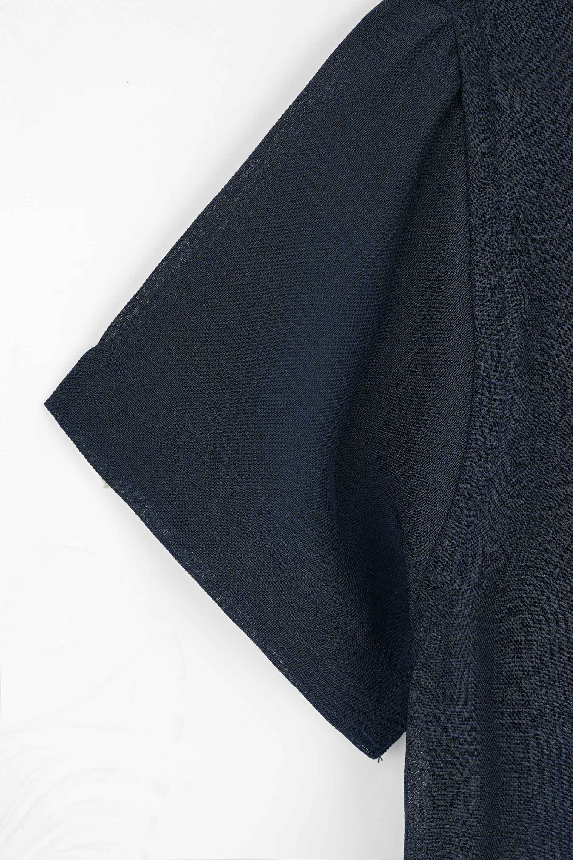 Half Sleeve Coat Collar Navy Shirt 002428