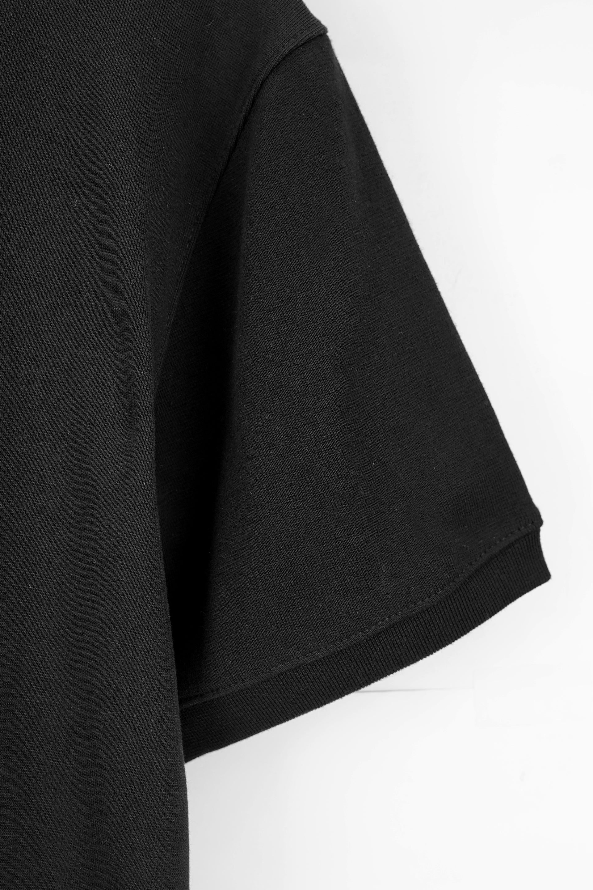 Black Rib Printed Zip Polo Shirt 002369