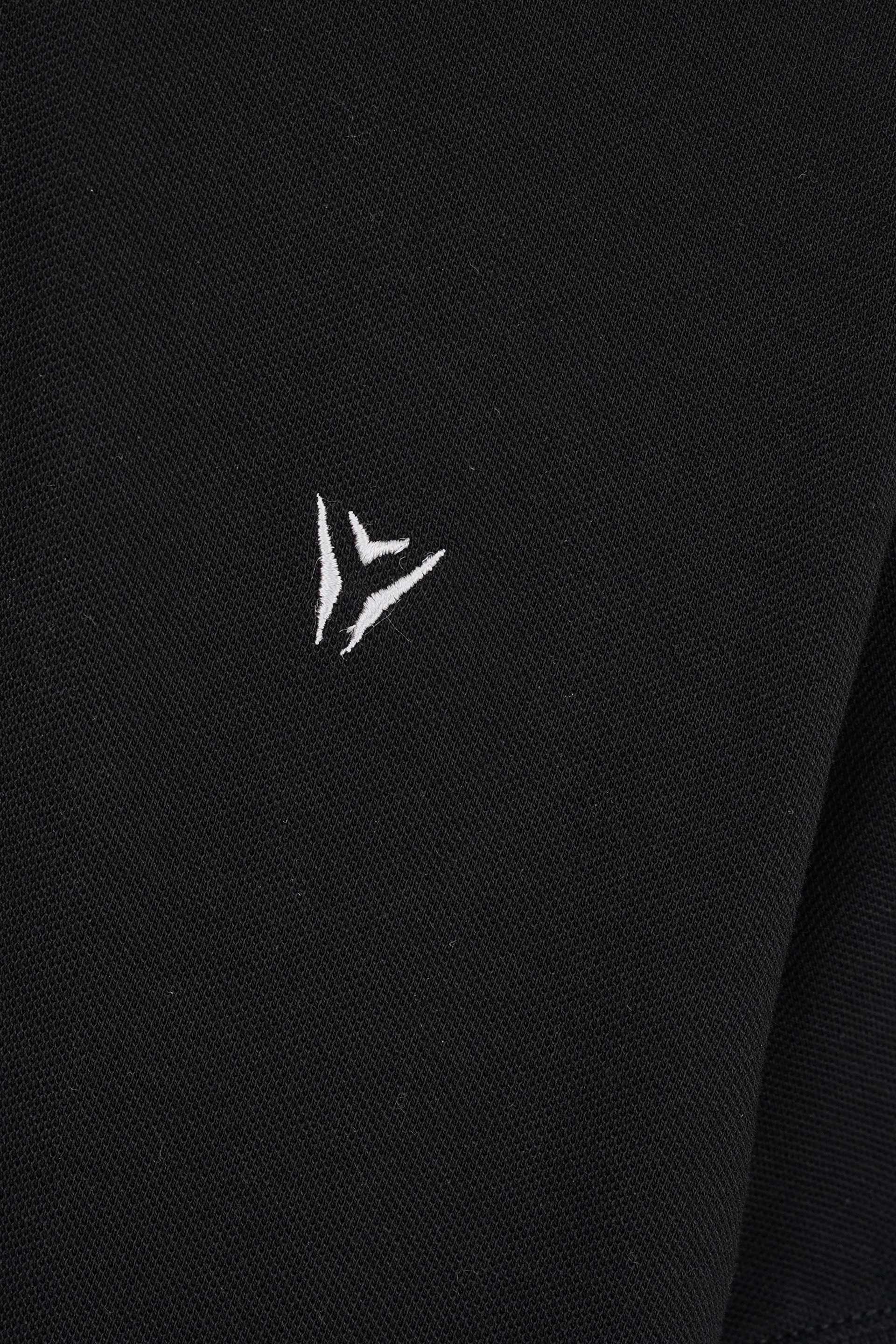 Embroidered Pique Black Polo Shirt 002479