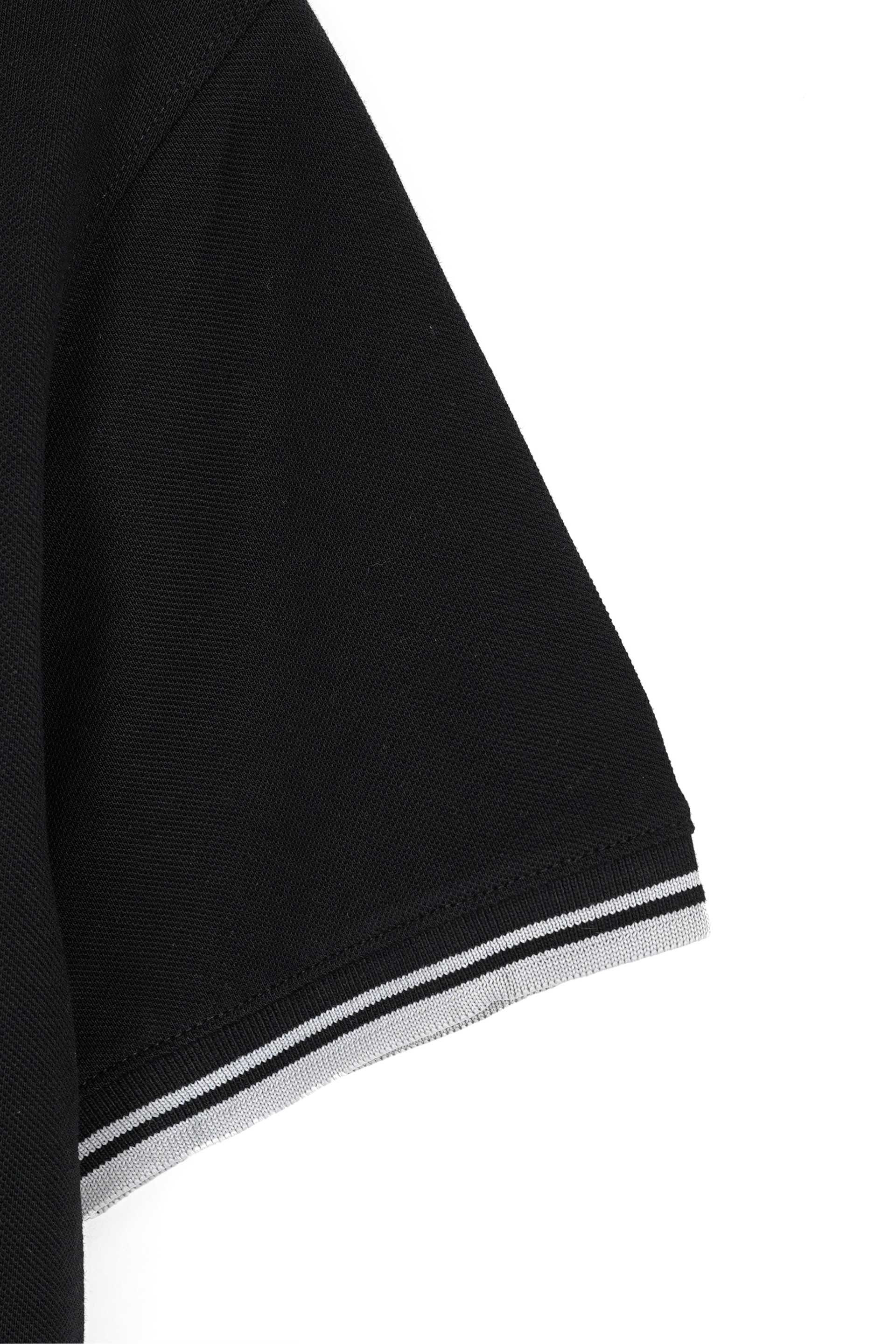 Embroidered Pique Black Polo Shirt 002479