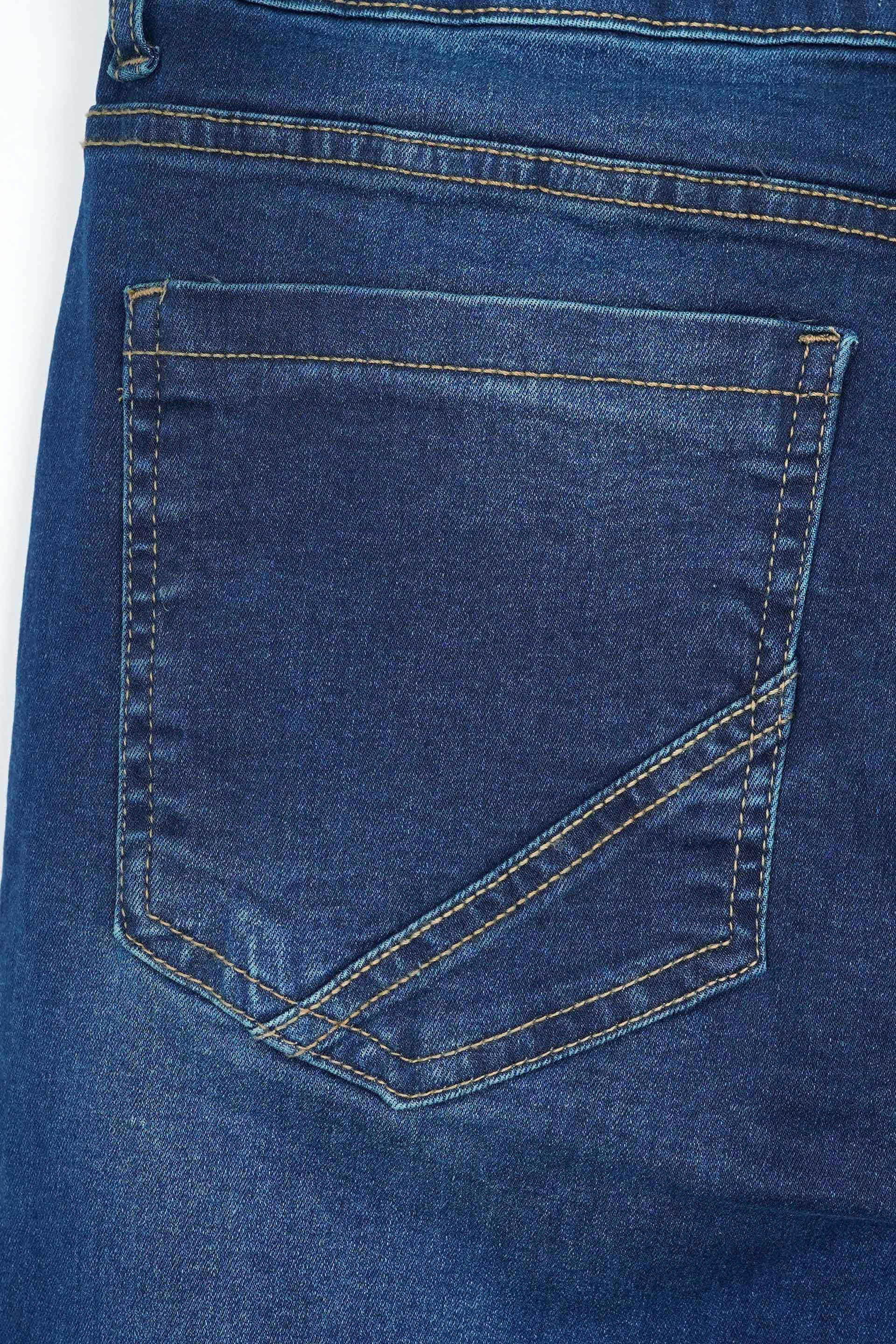 Blue Slim Fit Embroidered Wash Denim Jeans 002520