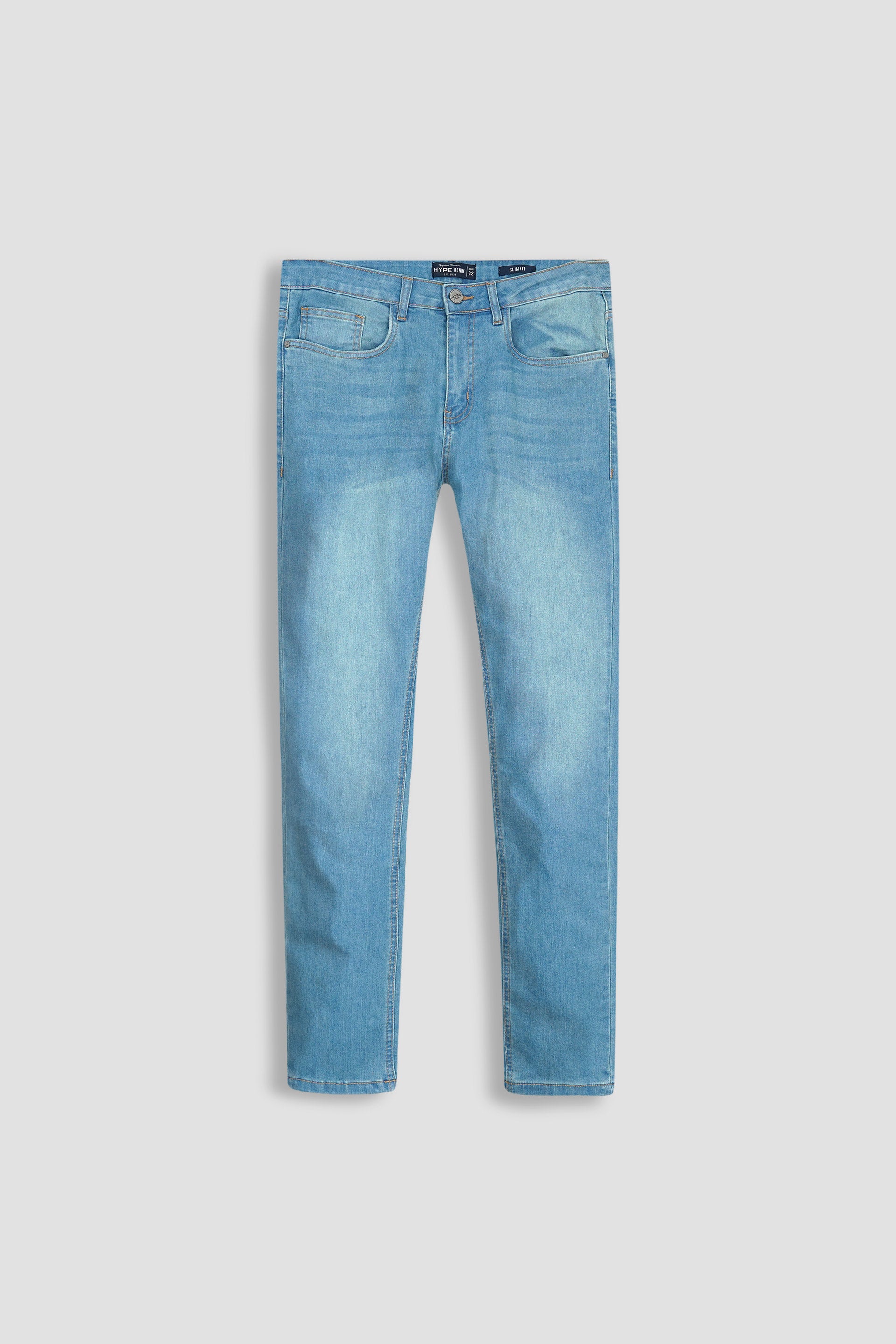 Men Slim Fit Light Blue Wash Denim Jeans 002512