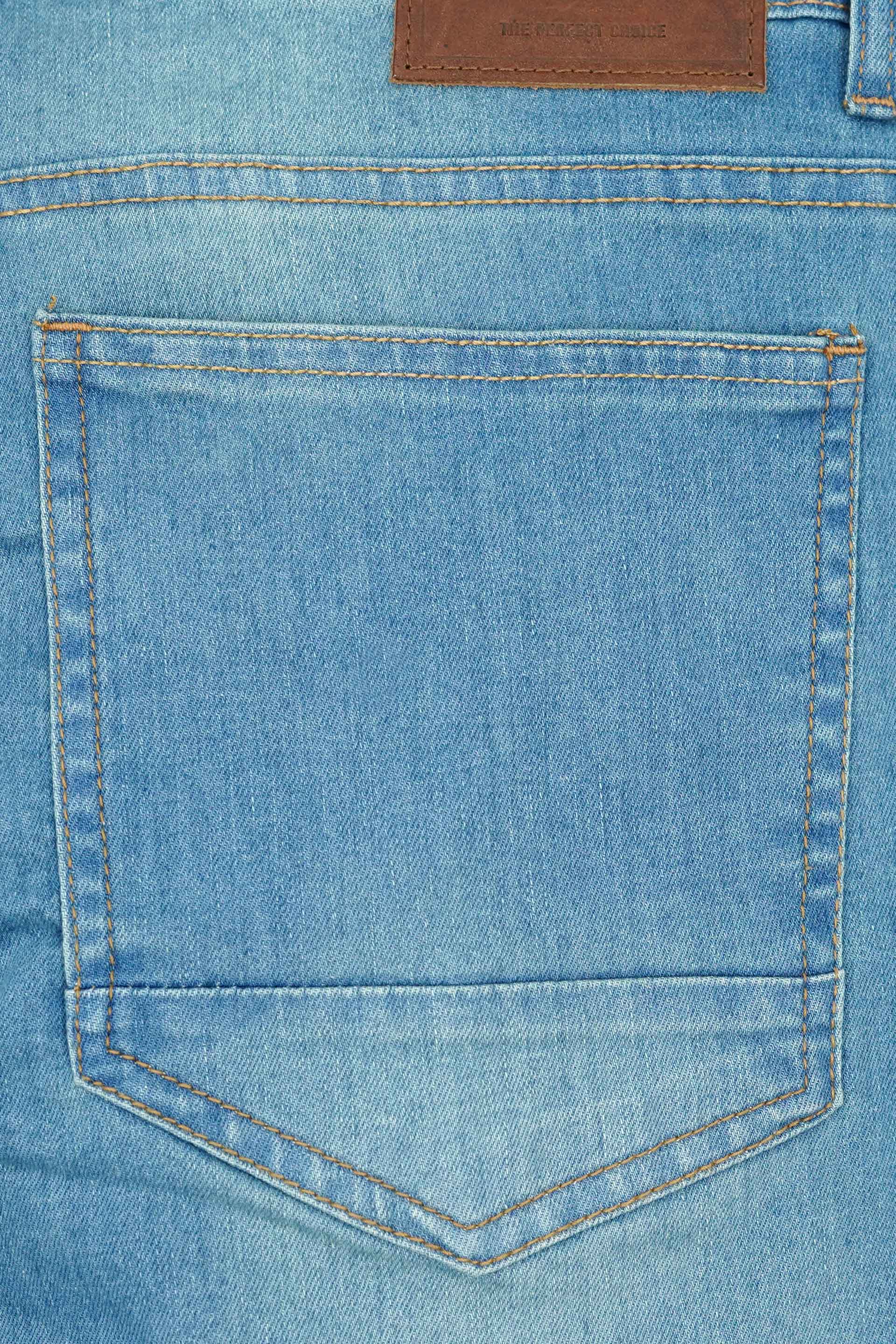 Men Slim Fit Light Blue Wash Denim Jeans 002512