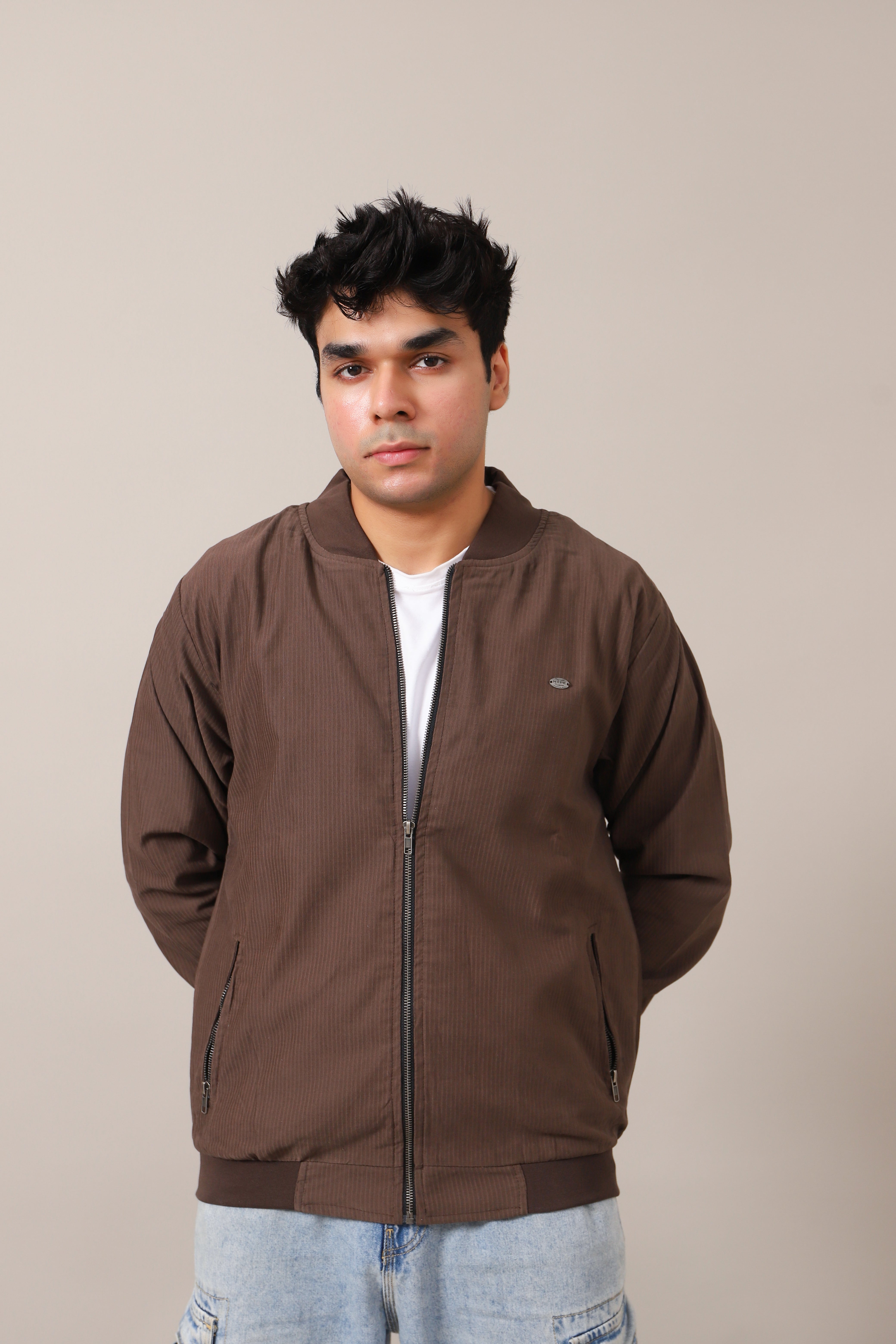 Dark Brown Coudry Zipper JACKET - 002249-BRO