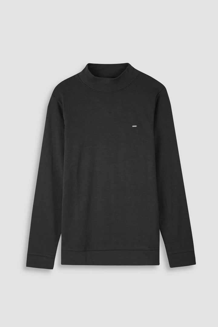 Ribbed Slim-Fit Mock Neck