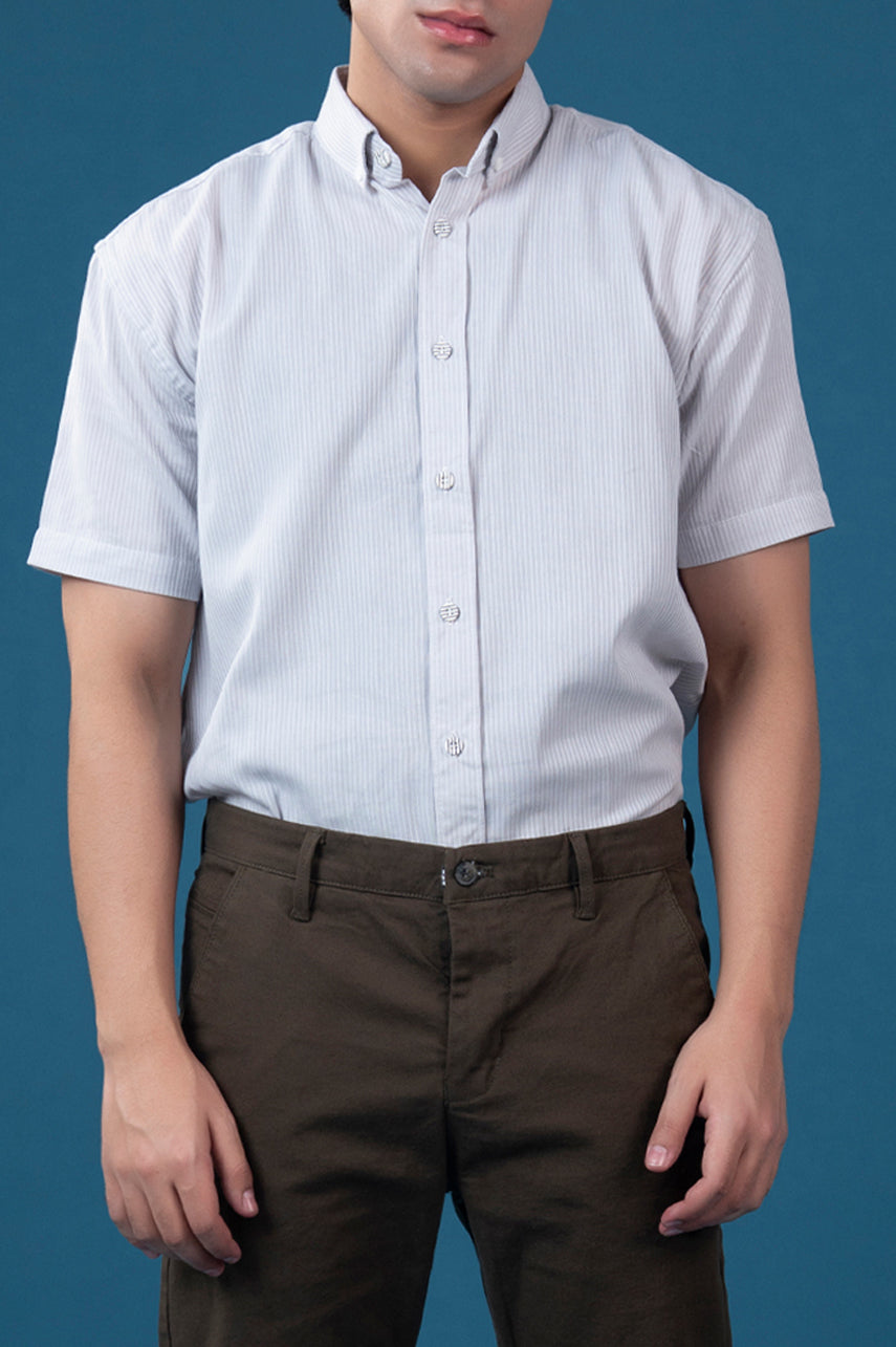 White Striped Short Sleeve Shirt