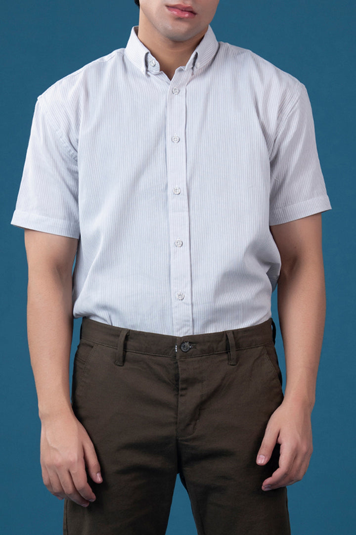 White Striped Short Sleeve Shirt