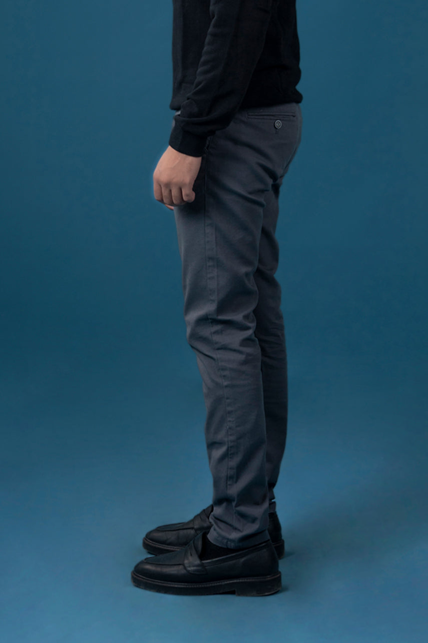 Charcoal Grey Cotton Chinos