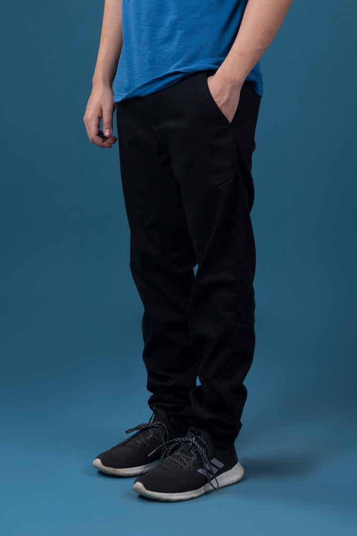 Black Cotton Jogger Pants