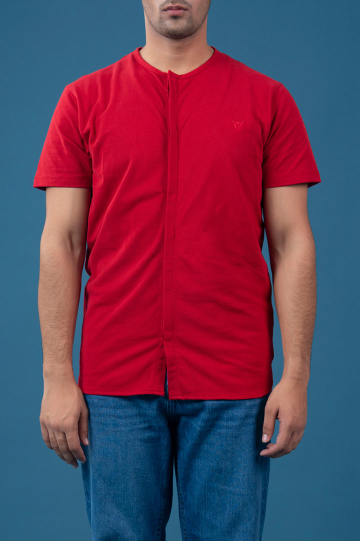 Breathable Pique Concealed Button Down Shirt