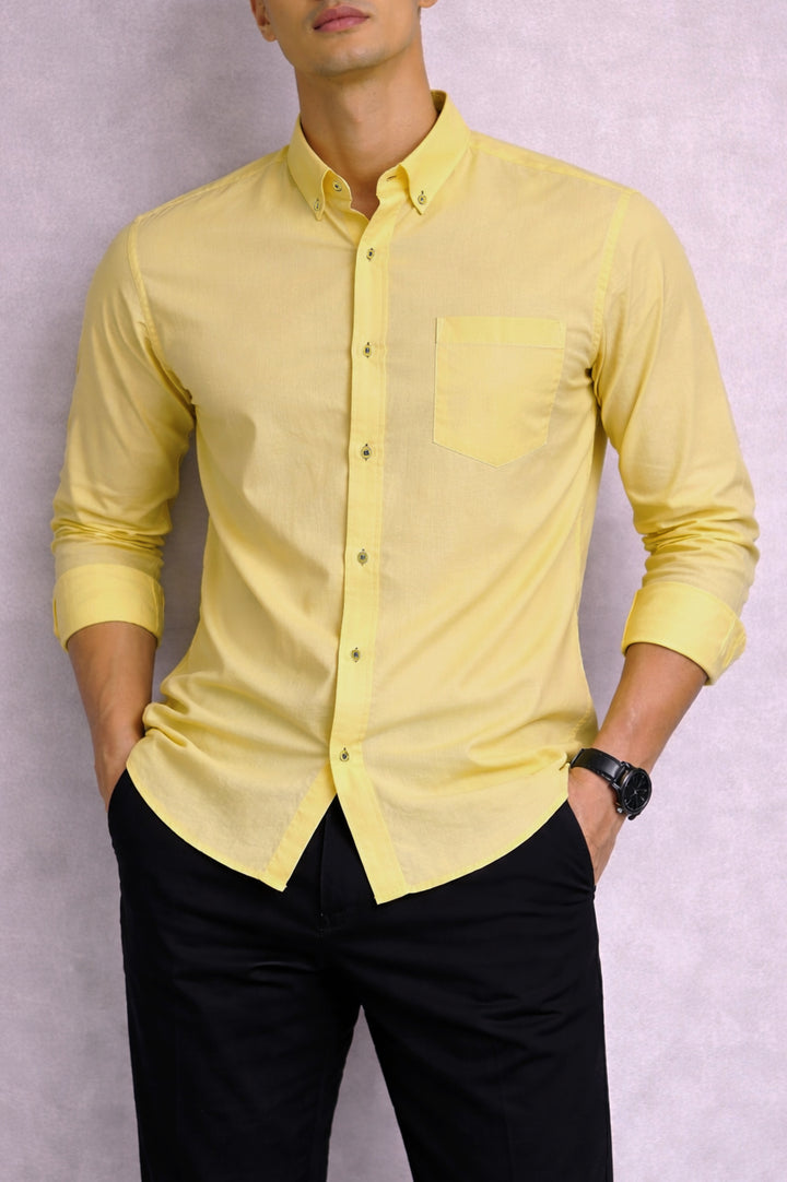 Mens Soft Cotton Semi Formal Shirt 002547-YLW