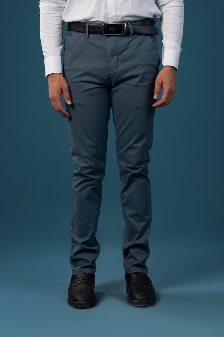 Slate Blue Cotton Chinos