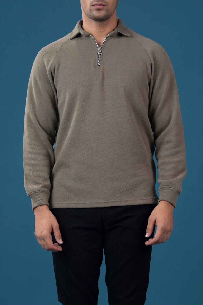 Raglan Full Sleeves Zipper Polo
