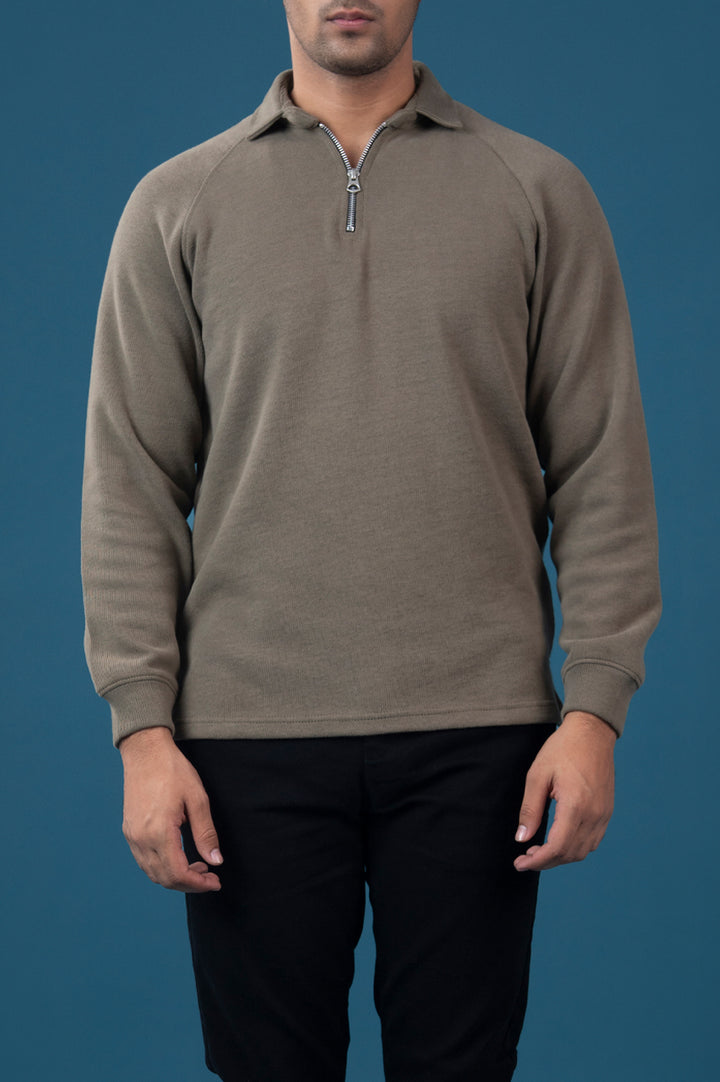 Raglan Full Sleeves Zipper Polo