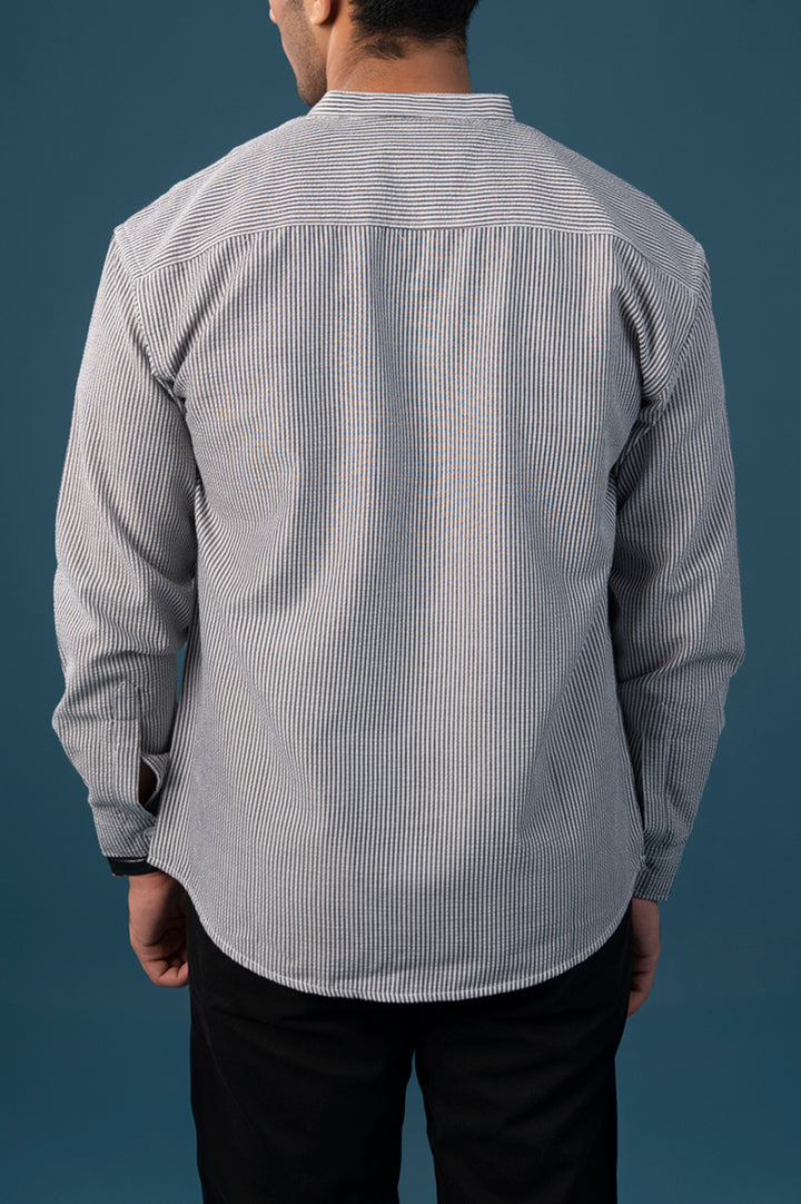 Seersucker Band Collar Shirt