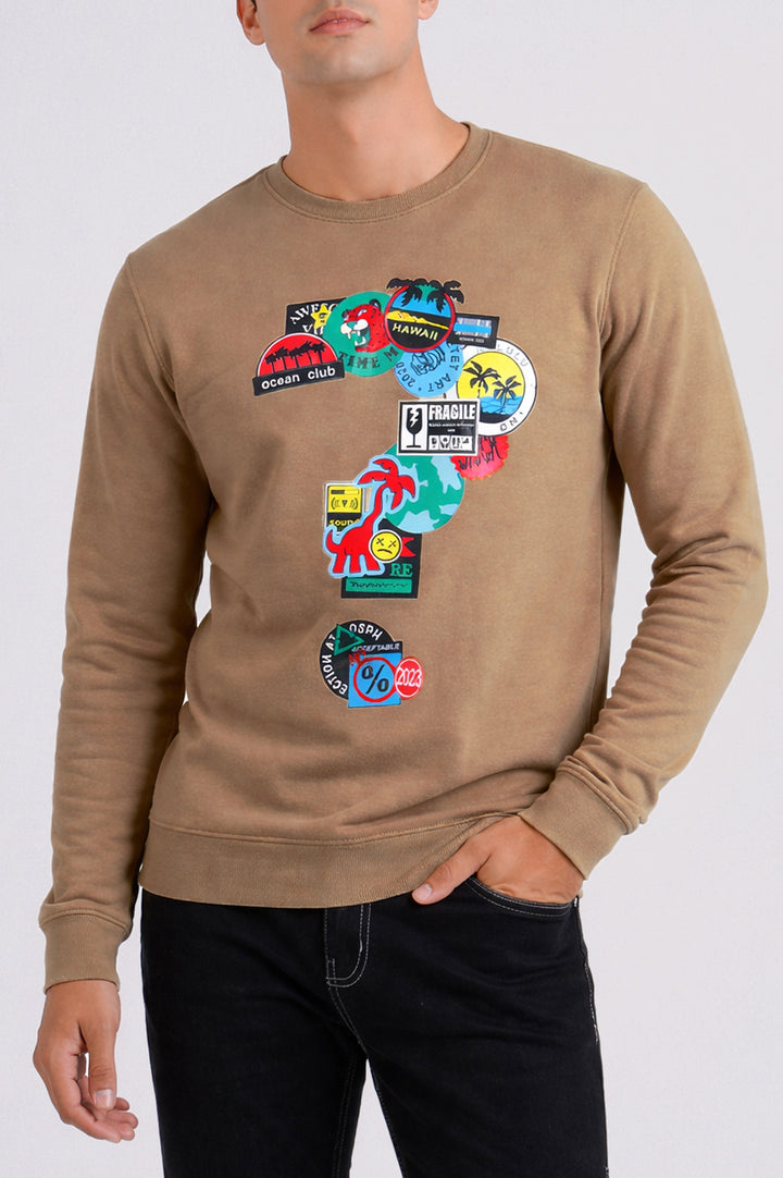 Printed Fleece Sweatshirt 002200-BRO