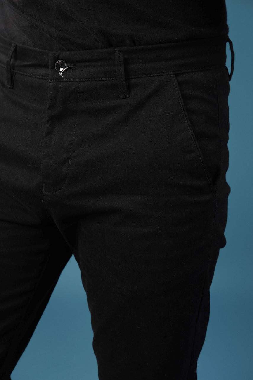 Classic Black Cotton Chinos