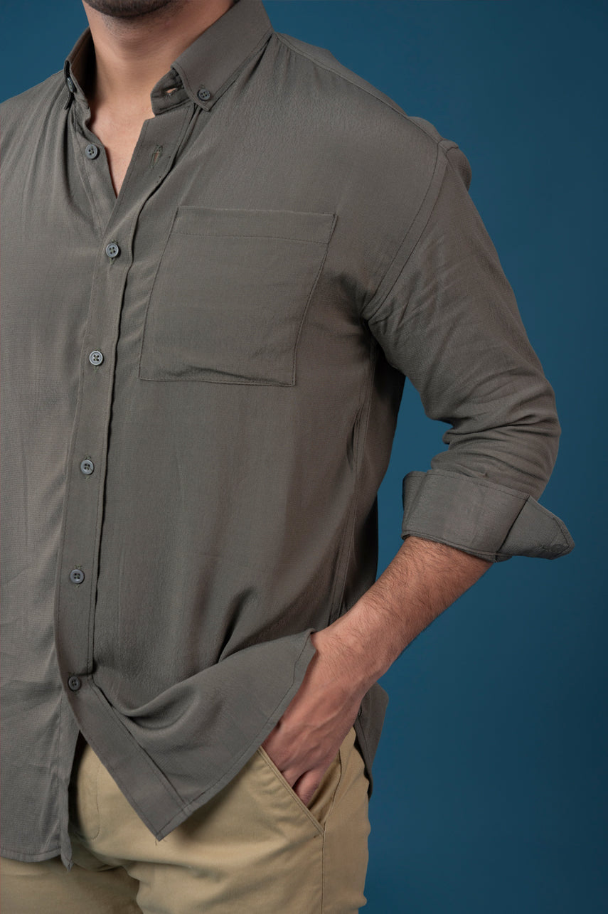 Viscose Blend Button Down Oversized Shirt