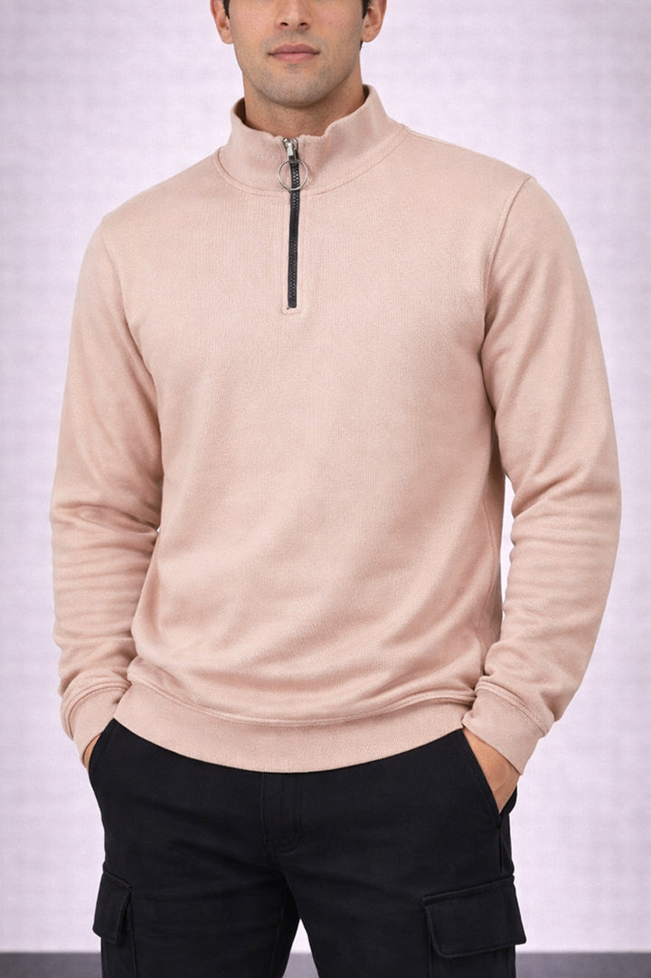 Ribbed Half Mock Neck Zipper 002789-SKN