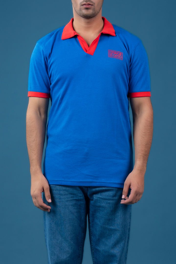 Ribbed Printed Pique Jhonny Collar Polo