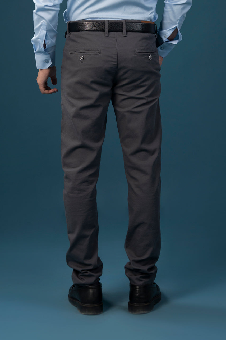Slim Fit Formal Cotton Slate Line Pant