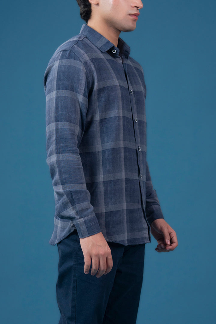 Navy Checked Casual Shirt