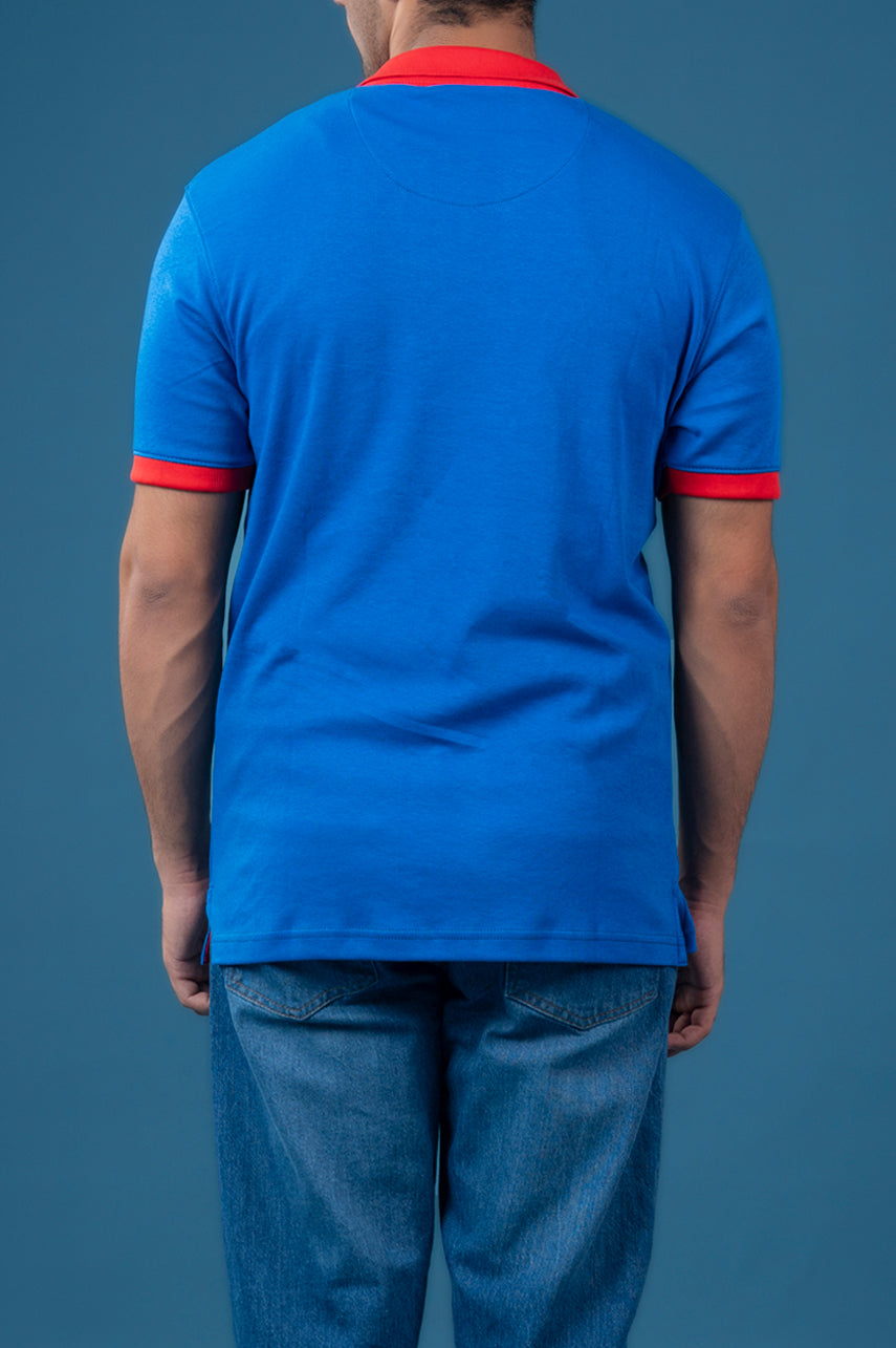 Ribbed Printed Pique Jhonny Collar Polo