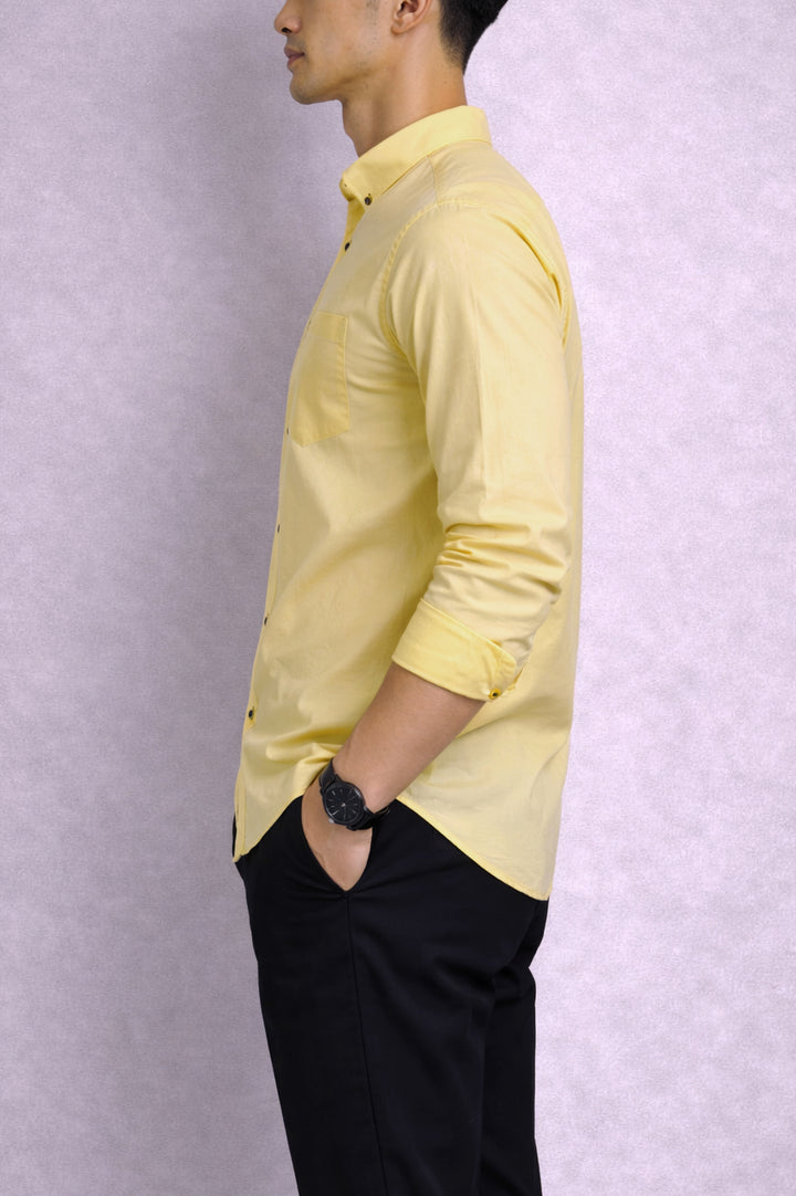 Mens Soft Cotton Semi Formal Shirt 002547-YLW