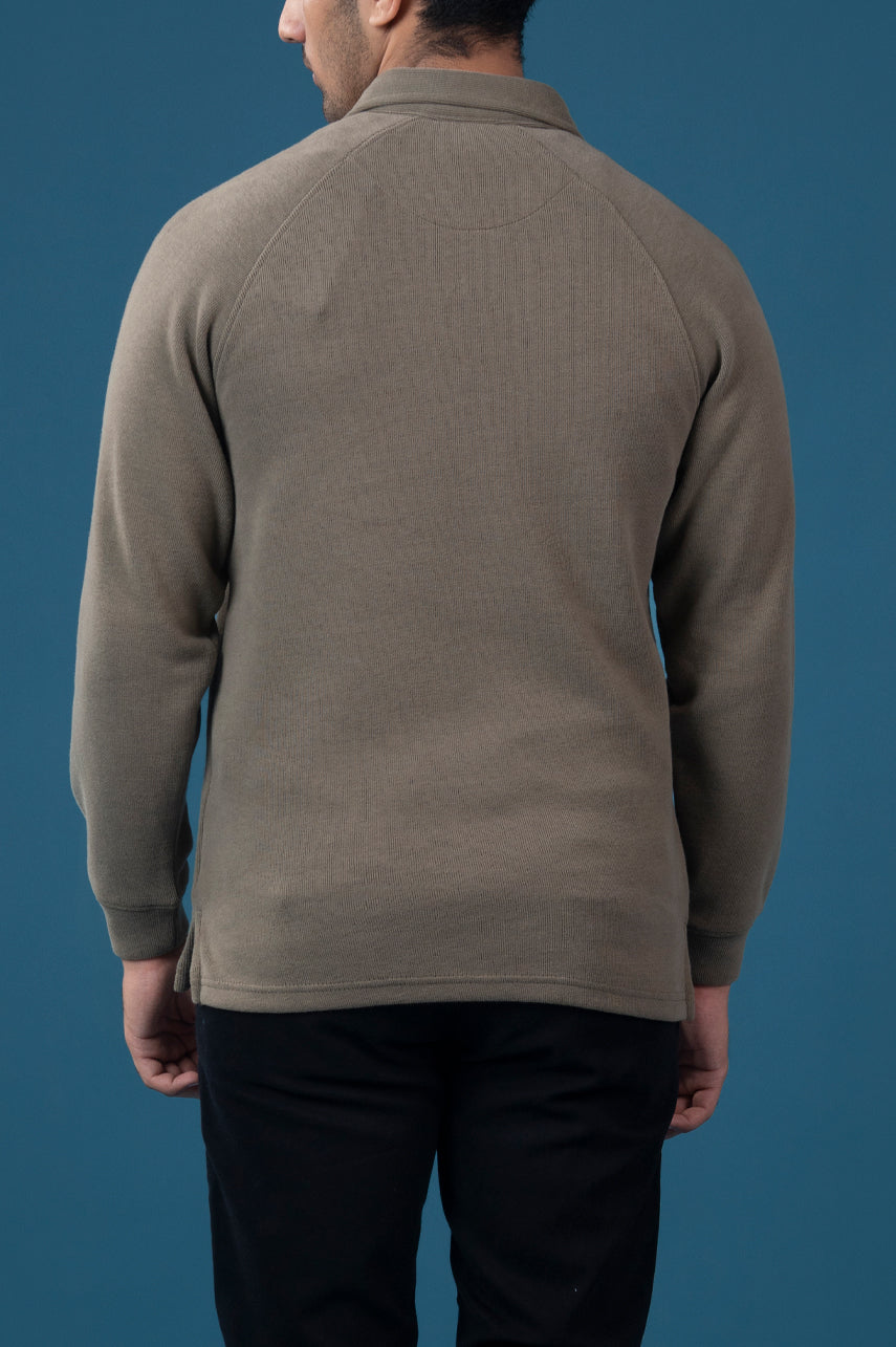 Raglan Full Sleeves Zipper Polo