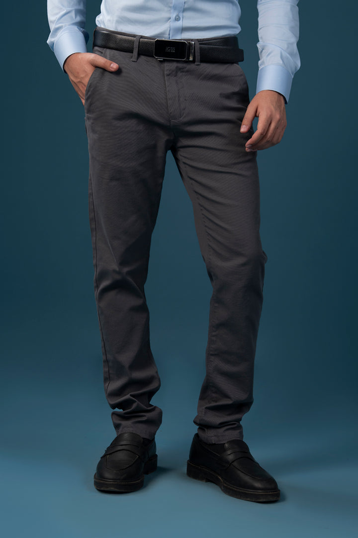 Slim Fit Formal Cotton Slate Line Pant