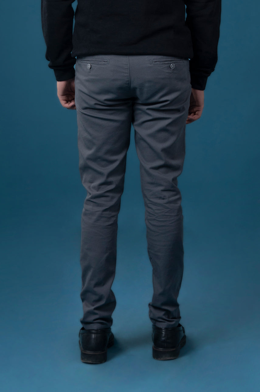 Charcoal Grey Cotton Chinos