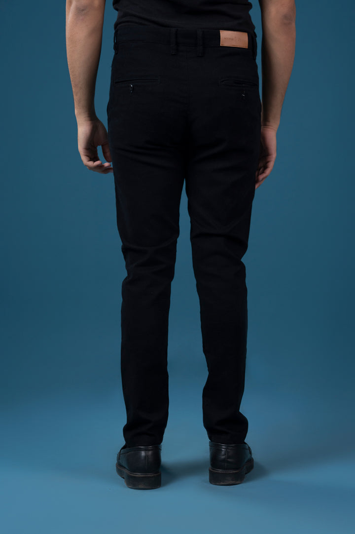 Jet Black Cotton Chinos