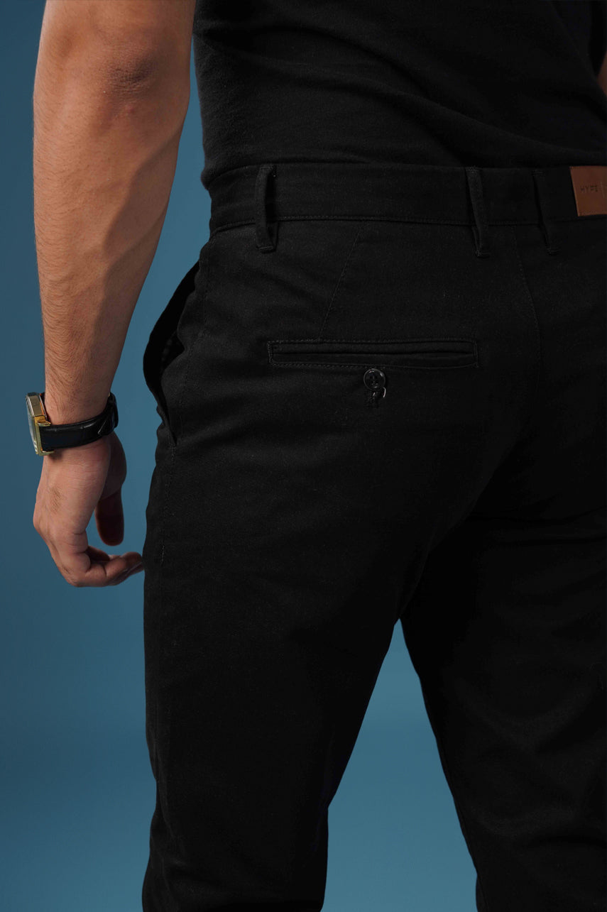 Classic Black Cotton Chinos