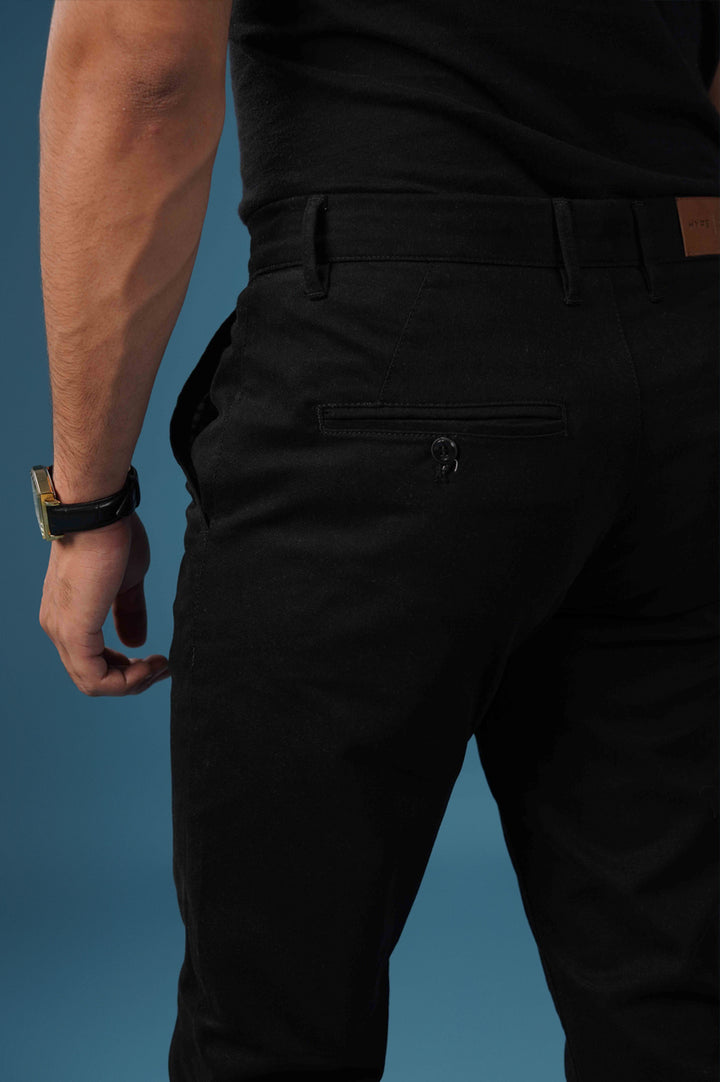 Classic Black Cotton Chinos