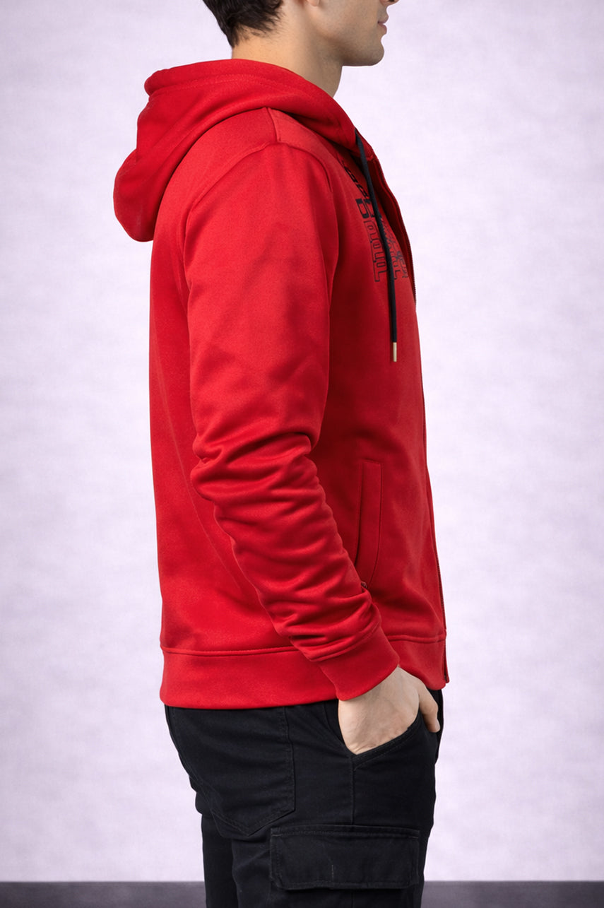 Zipper Dri Fit Printed Hoodie 002317-RED
