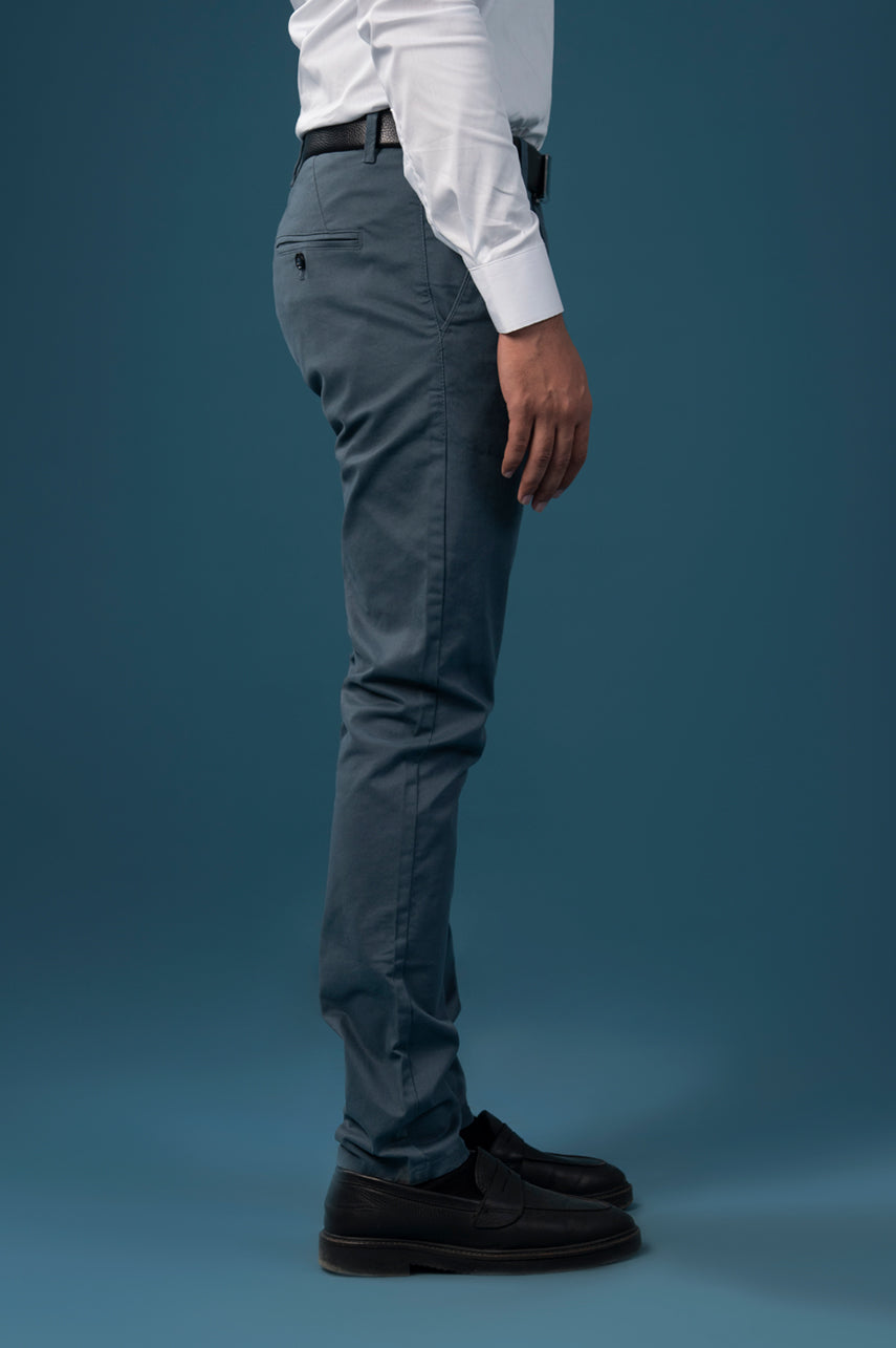 Slate Blue Cotton Chinos