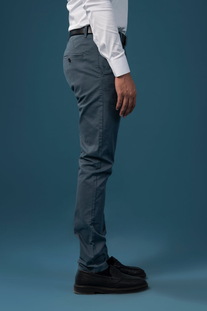 Slate Blue Cotton Chinos