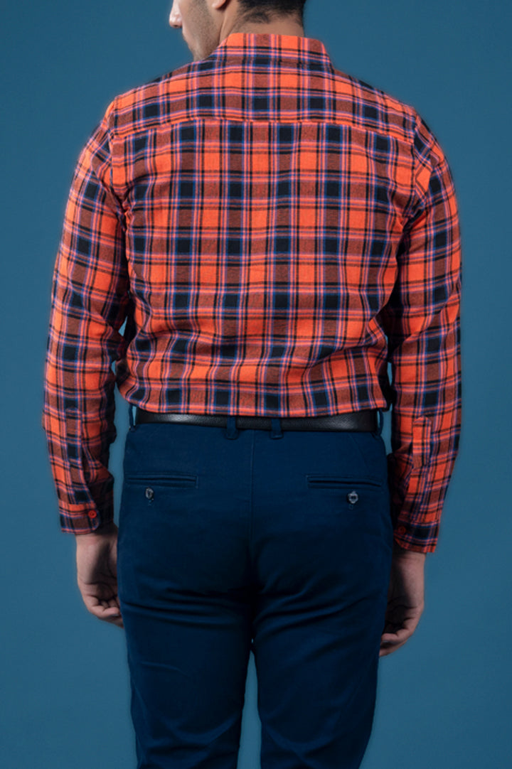 Orange Tartan Checked Shirt