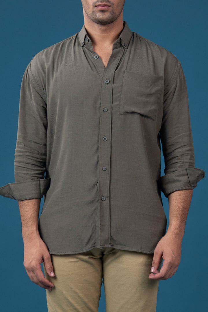 Viscose Blend Button Down Oversized Shirt