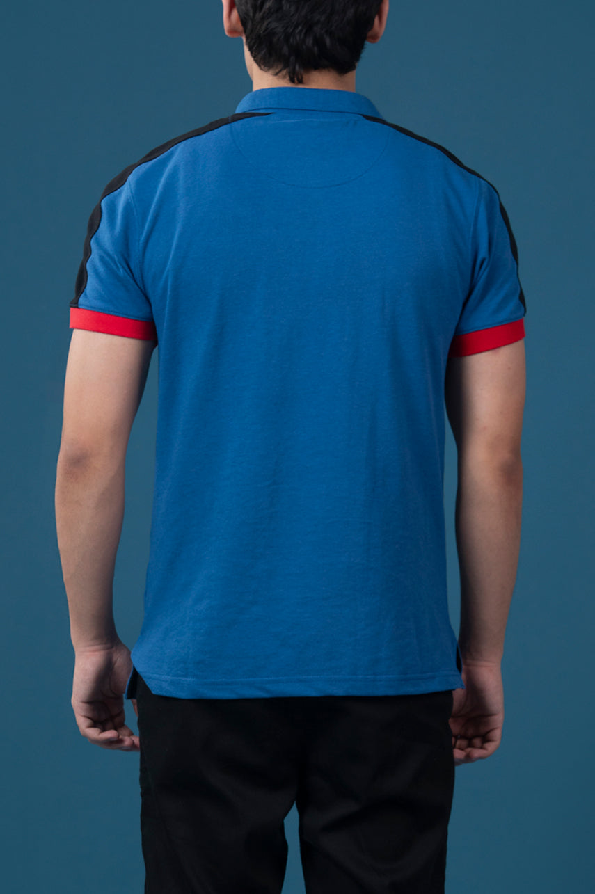 Blue Contrast Panel Polo