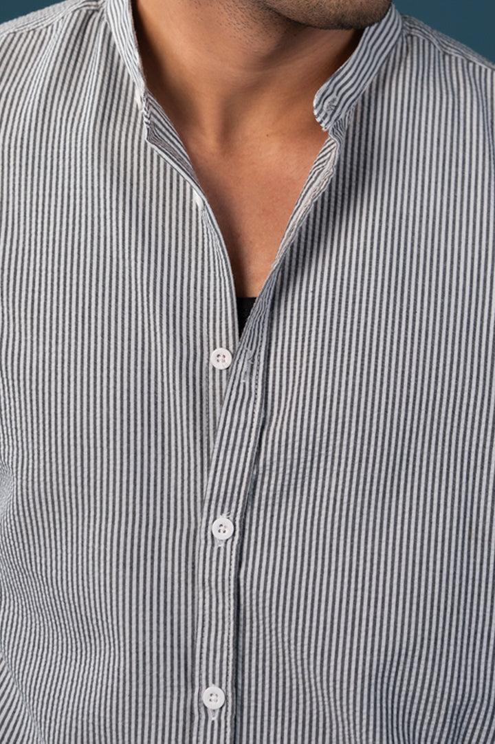 Seersucker Band Collar Shirt