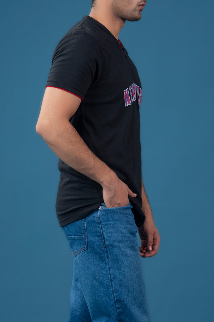 Printed Half Zip Heavy Rib Polo