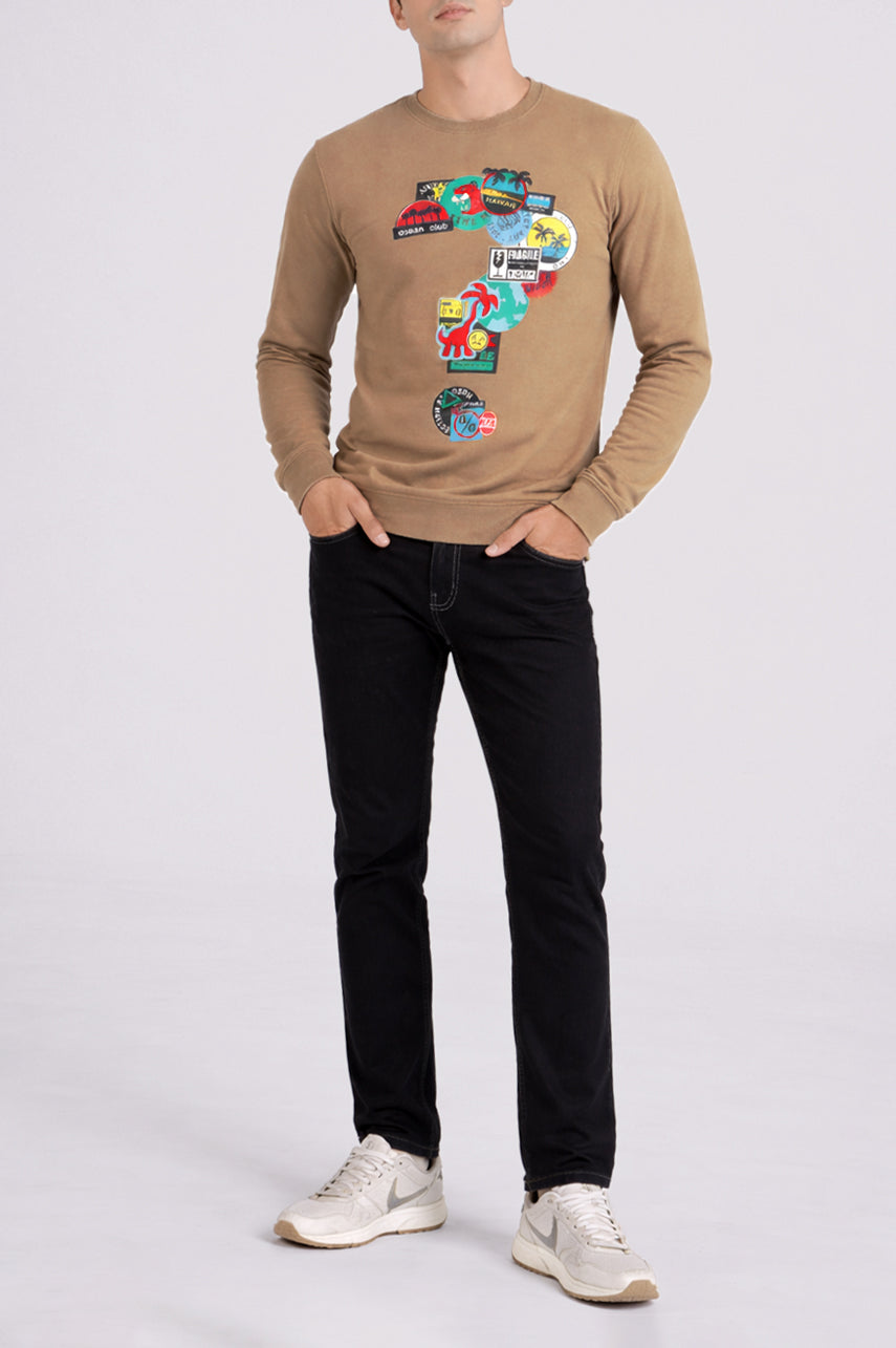 Printed Fleece Sweatshirt 002200-BRO