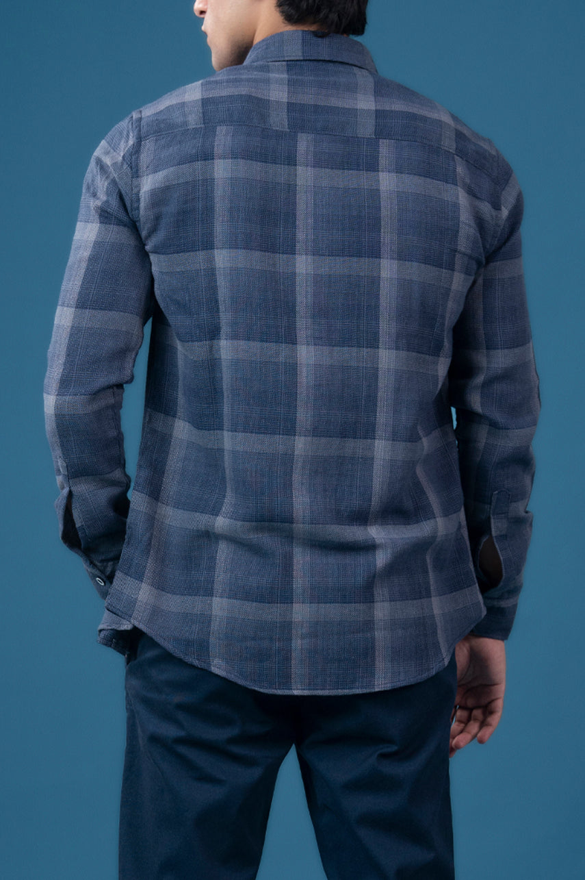 Navy Checked Casual Shirt