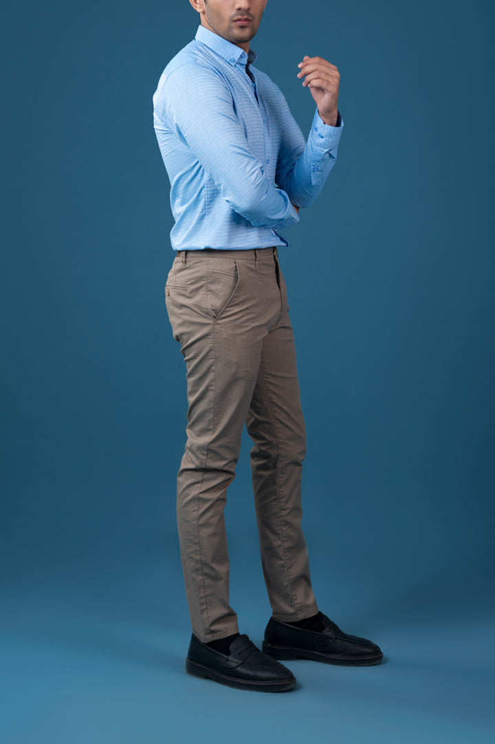 Sky Blue Check Semi Formal Shirt