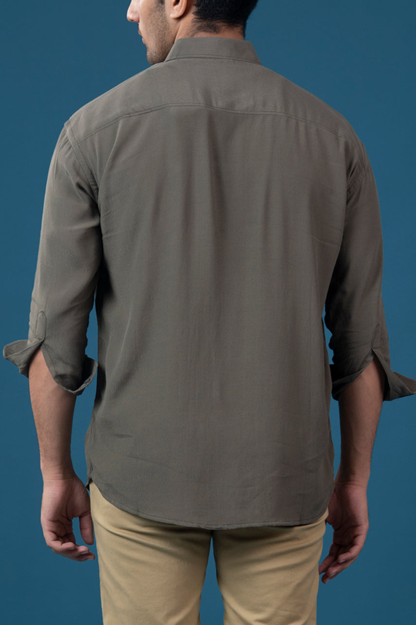 Viscose Blend Button Down Oversized Shirt